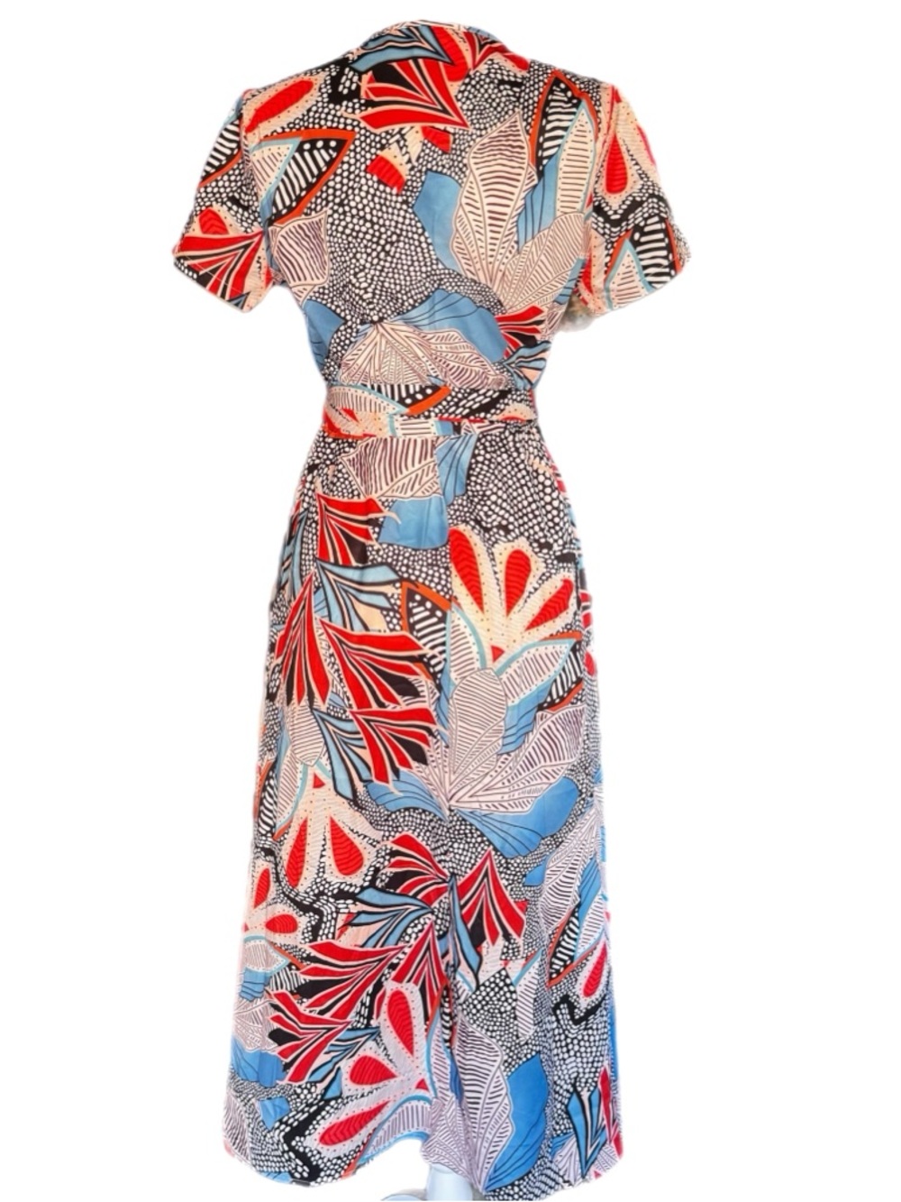 Forever 21 Floral Print Wrap Maxi Dress in Red & Blue Sz M - Picture 2 of 10
